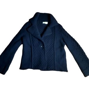 Maeve Cotton Blend Cable Knit Navy Blue Cardigan Size XS